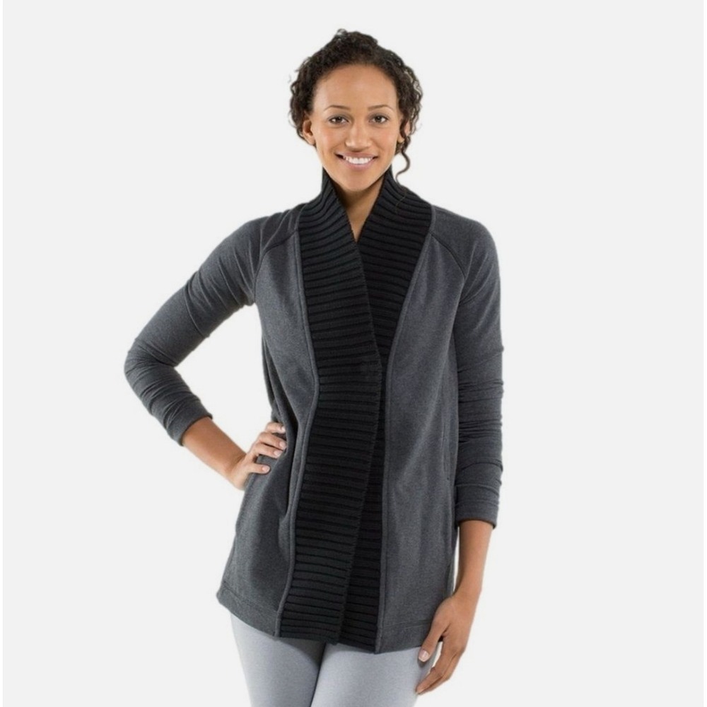 Lululemon Bliss Break Wrap Cardigan Jacket Grey Heathered Black‎ Size 8